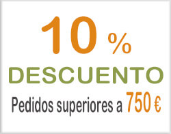 Descuento del 10% en pedidos superiores a 750 €. Descuento del 10% en pedidos superiores a 750 €.
